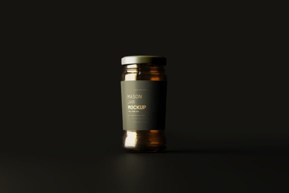 Amber Glass Mason Jar Mockup Templates: Elevate Your Brand