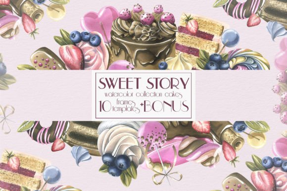 Designing with Delight: Sweets Cakes Watercolor Frames Templates