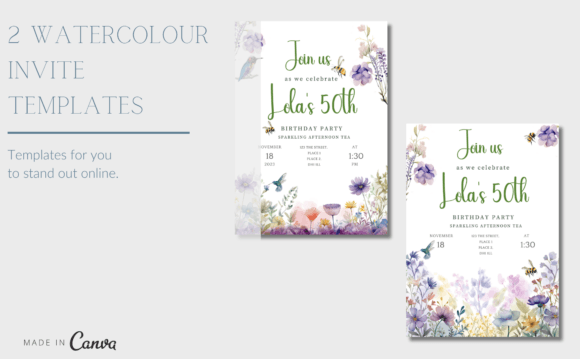 Elevate Your Brand with 2 Watercolour Canva Editable Templates