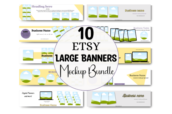 Elevate Your Etsy Presence: 10 Large Banner Mockup Templates