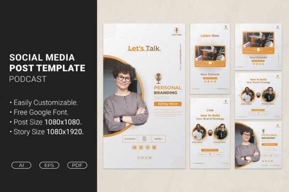 Professional Podcast Social Media Templates for Creators